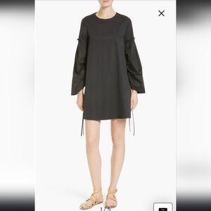Tibi Black Satin Poplin Trapeze Dress Size 6